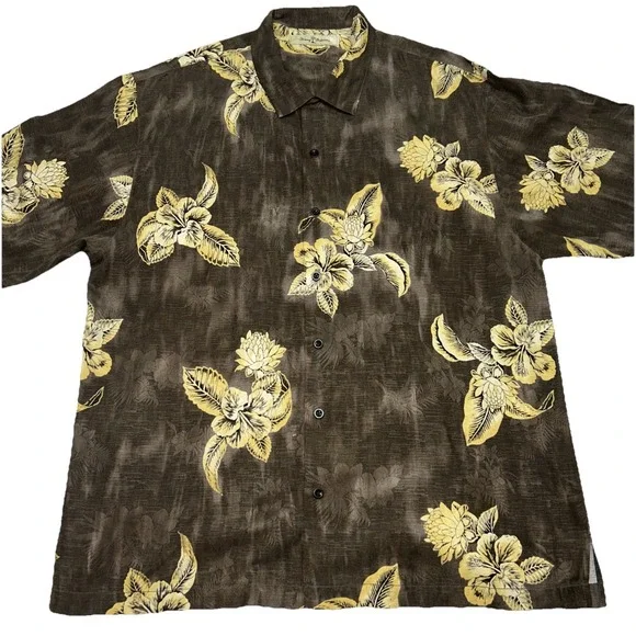 Tommy Bahama Shirt Mens XL 100% Silk Hawaiian Floral Print Short Sleeve - Picture 3 of 7